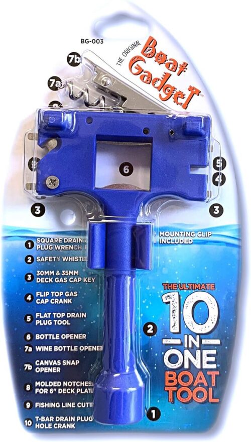 – This 10-in-1 Boat Tool Includes Beer and Wine Bottle Opener, Safety Whistle, Fishing Line Cutter, Marine Gas Cap Key & Other Essential Tools – Great idea for Boat Owners