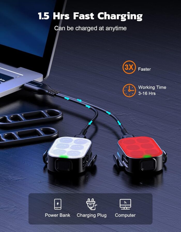 Bike Lights for Night Riding, USB Rechargeable Bike Lights Front and Back, Waterproof IP65 Bicycle Light, 4+6 Modes Bike Headlight and Tail Light Set,1.5 Hrs Fast Charging, Easy to Install - Image 3
