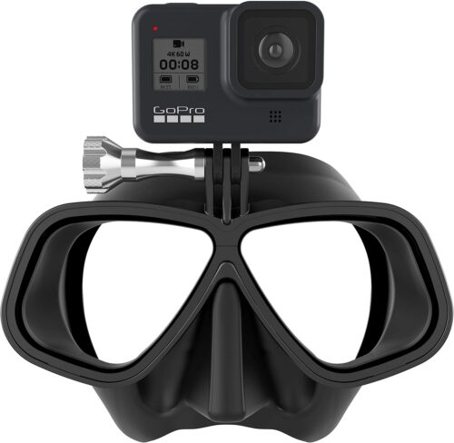Frameless Dive Mask w/Mount for All GoPro Hero Cameras for Scuba Diving, Snorkeling, Freediving (Clear)…