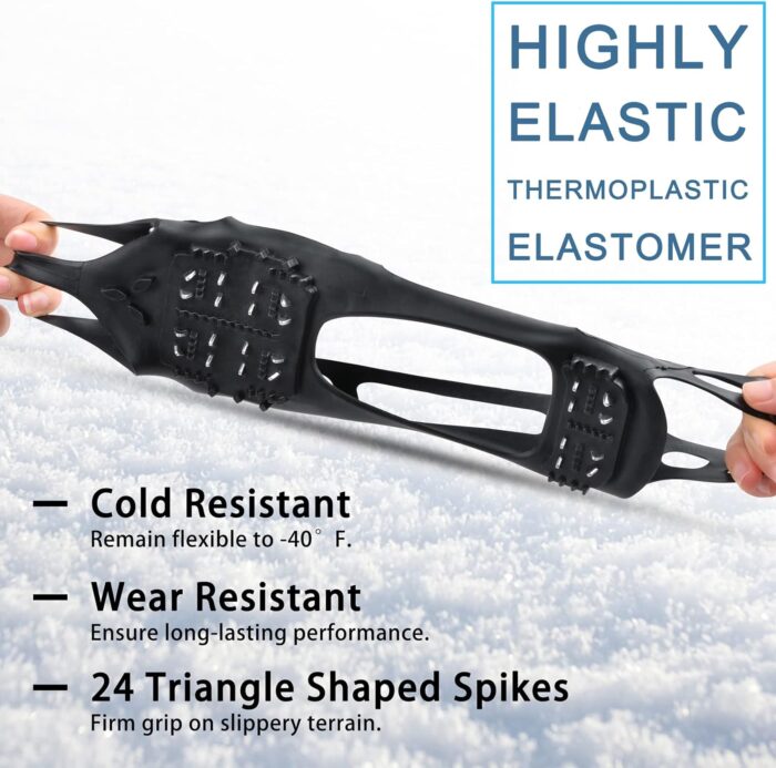 Ice Cleats Crampons Anti Slip Shoe Spikes for Snow Ice Cleats for Shoes and Boots Men Women Winter Walking Non-Slip 24 Studs Stretch Rubber Footwear - Image 5