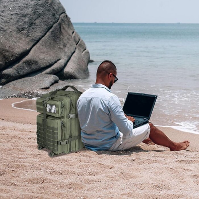 45L Army Tactical Backpack Military Assault Pack 3 Day Bug Out Bag Molle Daypack Camping Outdoor Mountaineering Highland Backpacks For Men Rucksack Green - Image 8