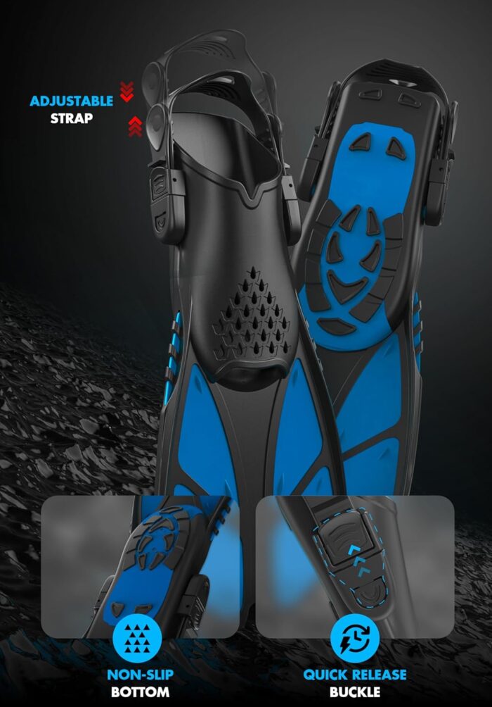 COZIA DESIGN Snorkeling Gear for Adults with Fins - Full Face Snorkel Mask and Swim Fins, 180° Panoramic View Snorkel Mask, Anti Fog and Anti Leak Adult Snorkel Set - Image 8