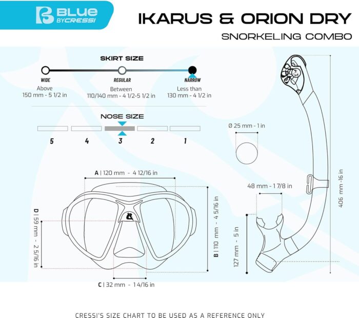 Cressi Adult Snorkeling Kit, Mask & Dry Snorkel - Quality Equipment for Discovering The Underwater World - Ikarus & Orion Dry: Designed in Italy - Image 5