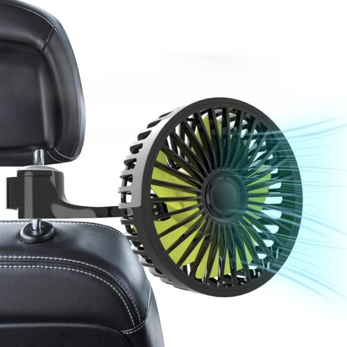 Dealswin USB Car Seat Fans for Backseat: Protable Car Cooling Fan for Car Rear Seat Baby Kids, 3 Speeds and 360 Degree Rotatable Car Rear Seat Headrest Fan for Sedan, SUV, RV, Van Strong Wind