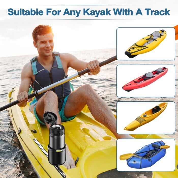 Kayak Cup Holder with Rubber Tab, Multifunctional Kayak Water Bottle Holder Drink Holder, Phone Holder, Fishing Tool, Kayak Track Mount Install, Kayak Accessories for Fishing - Image 2