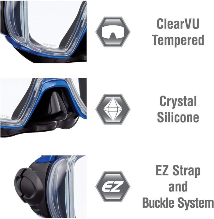 TUSA Sport Adult Visio Tri-Ex Black Series Mask and Dry Snorkel Combo - Image 2
