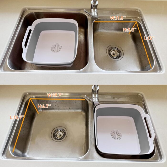 Collapsible Wash Basin for Baby Bottles - 2.4 Gallons Portable Wash Bin for RV Camping Sink, Space-Saving Dish Tub (Gray) - Image 5