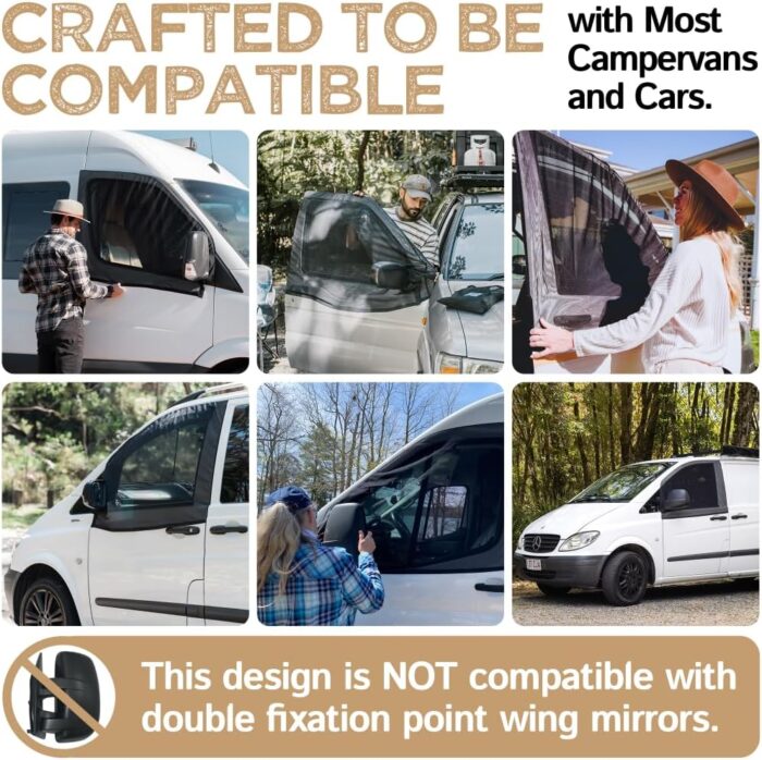 Living in a Bubble Magnetic Bug Screen for Front Doors (Pair), Universal Size for Sprinter, Metris, Ford Transit, and Other Vans & Cars - Car Living Essentials & Van Life Accessories - Image 6