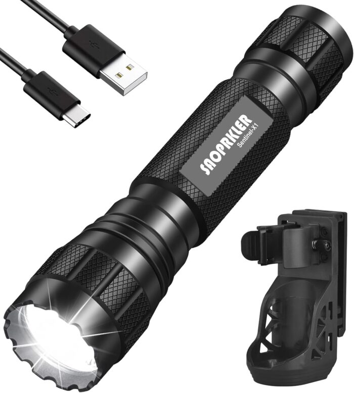 Tactical Flashlights High Lumens-1200 LM Police Flashlight with Holster for Duty Belt,Single Mode LED Flashlight for Camping/Law Enforcement-Sentinel-X1