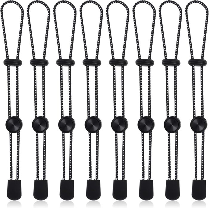 8Pcs Backpack Hiking Stick Holder, Fixing Buckle Elastic Rope, Adjustable Bungee Lanyard for Outdoor Mountaineering Hiking Trekking Poles Hiking Sticks Water Cup Umbrella(Black)