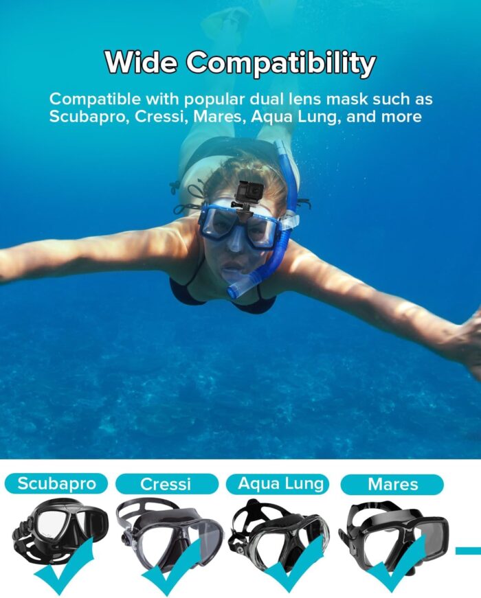 Dive Mask Mount for Go Pro, Universal Diving Camera Attachment, Diving Mount Compatible with Popular Dual Lens Masks - Image 6