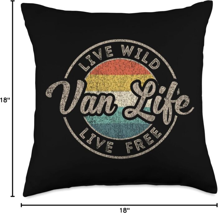 Retro Van Life Gift Vintage Van Dwellers Nomads Van Life Throw Pillow - Image 4
