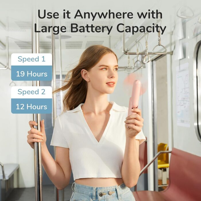 JISULIFE Handheld Mini Fan, 3 IN 1 USB Rechargeable Portable Fan [12-19 Working Hours] with Power Bank, Flashlight, Pocket Design for Travel/Summer/Concerts/Lash, Gifts for Women (Pink) - Image 2