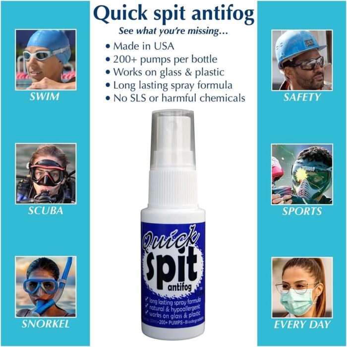 Jaws Quick Spit Anti-Fog Spray for Swim Goggles, Eye Glasses, Snorkel Mask, Scuba Divers, and Safety Eyewear, Made in The USA - Image 2