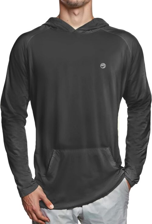 Mens Dry-Fit UPF 50+ Sun Shirt Hooded, Fishing Shirts for Men Long Sleeve, SPF Shirts for Men, Men's Rash Guard