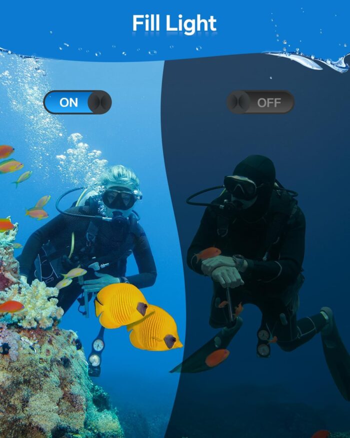4K Underwater Camera Snorkeling 11FT Waterproof Camera 64MP Autofocus with 32GB Card Dual Screens Selfie 16X Zoom Floatable Compact Digital Camera Waterproof with 2 Batteries (Blue) - Image 7