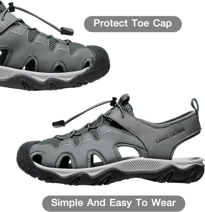 CAMEL CROWN Men's Hiking Sandals Anti-Slipping Athletic Water Shoes with Arch Support Closed Toe Outdoor Summer Camping Sandal for Beach - Image 3