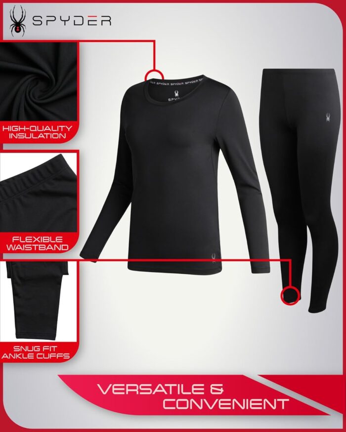 Spyder Women's Thermal Underwear Set - 2 Piece Brushed Back Fleece Lined Long Johns Base Layer Set for Women (Sizes: S-XL) - Image 4