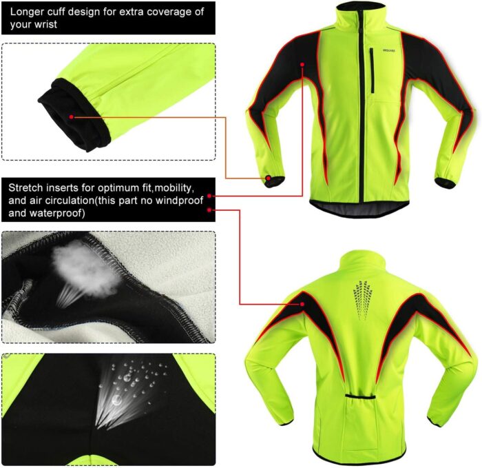 ARSUXEO Winter Warm UP Thermal Softshell Cycling Jacket Windproof Waterproof 15-k - Image 5