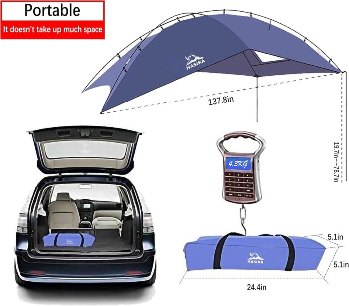 Versatility Camping Tent for Truck Bed,SUV RVing, Van,Trailer and Overlanding Portable Teardrop Awning Canopy Tear Resistant Tarp with 2 Sandbag - Image 9
