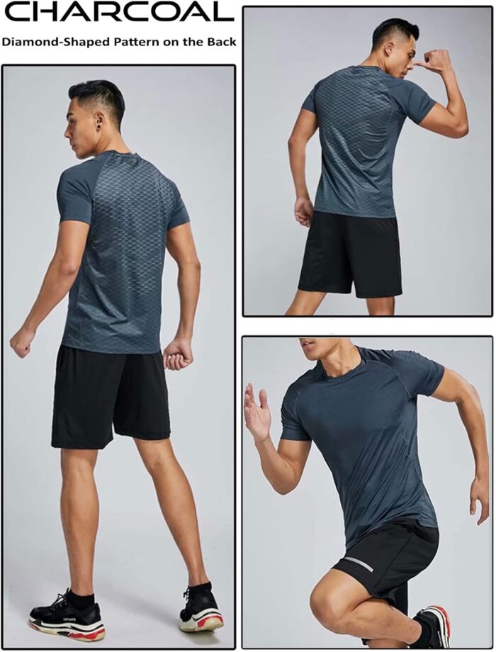 5 Pack Men’s Active Quick Dry Crew Neck T Shirts | Athletic Running Gym Workout Short Sleeve Tee Tops Bulk - Image 4