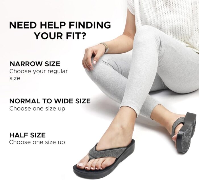 AEROTHOTIC Slip On Recovery Footwear Plantar Fasciitis Flip Flops for Women Yoga Mat Outdoor Walking Beach Ladies Arch Support Summer Thong Dressy Casual Sandals Comfortable Vacation Essentials - Image 3
