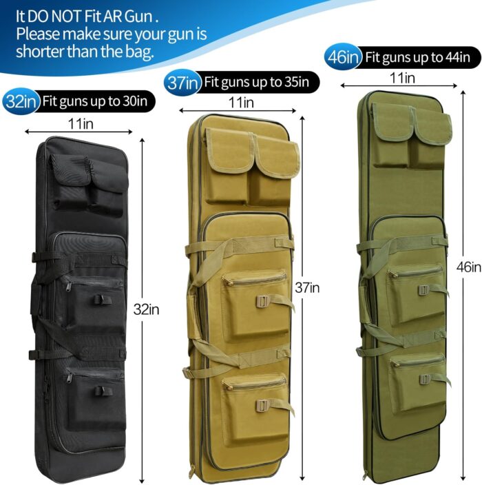 32"/37"/46" Rifle Bag, Black/Khaki/Green Tactical Long Rifle Backpack, Portable Shotgun Case for Firearm Storage and Transportation, Suitable for Outdoor Hunting Shooting - Image 2