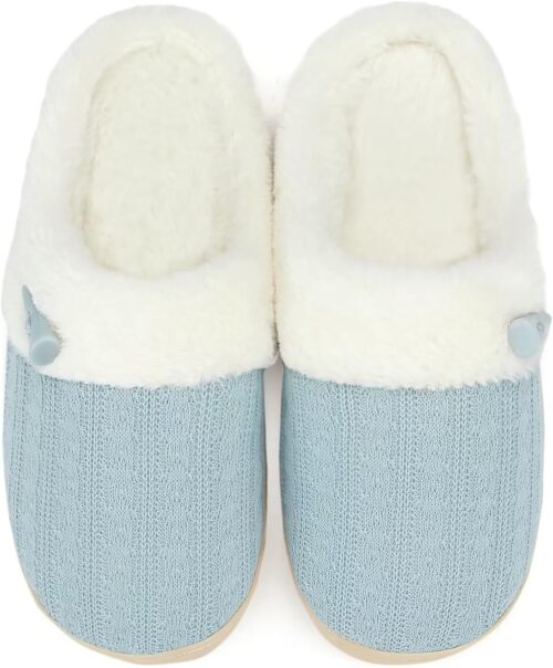NineCiFun Women's Slip on Fuzzy House Slippers Memory Foam Slippers Scuff Outdoor Indoor Warm Plush Bedroom Shoes with Faux Fur Lining