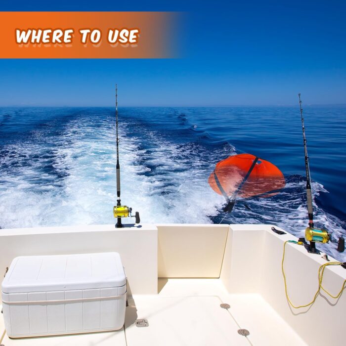 Tandefio Marine Boat Parachute Sea Anchor Drift Sock for Fishing Boat 250d Nylon Trolling Fishing Drogue for Inflatable Sail Drift Anchor for Kayak Pontoon - Image 7