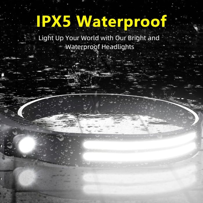 LED Headlamp Rechargeable 2PCS - 230° COB Super Bright Head Lights for Forehead, Hard hat Light for Adults, USB C Headband Flashlight for Work, Hiking, Running, Camping Essentials Gear - Image 7