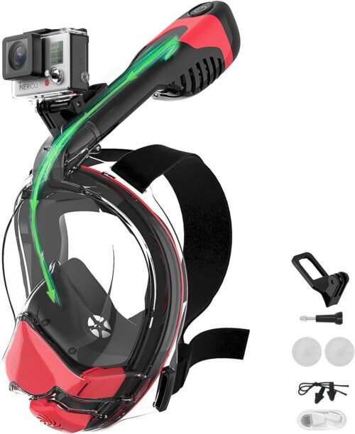 2025 New Full Face Snorkel Mask Adult, Patented Electric Snorkeling Gear for Adults, Foldable Snorkel Set with Detachable Camera Mount, SGS Certified Safety, Anti-Leak & Anti-Fog