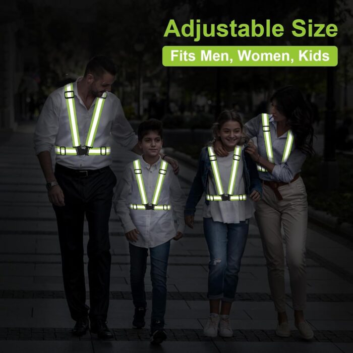 Reflective Vest Running Gear, 2Pack High Visible Safety VES for Cycling Jogging Running Walking, Adjustable for Men Women Kids - Image 4
