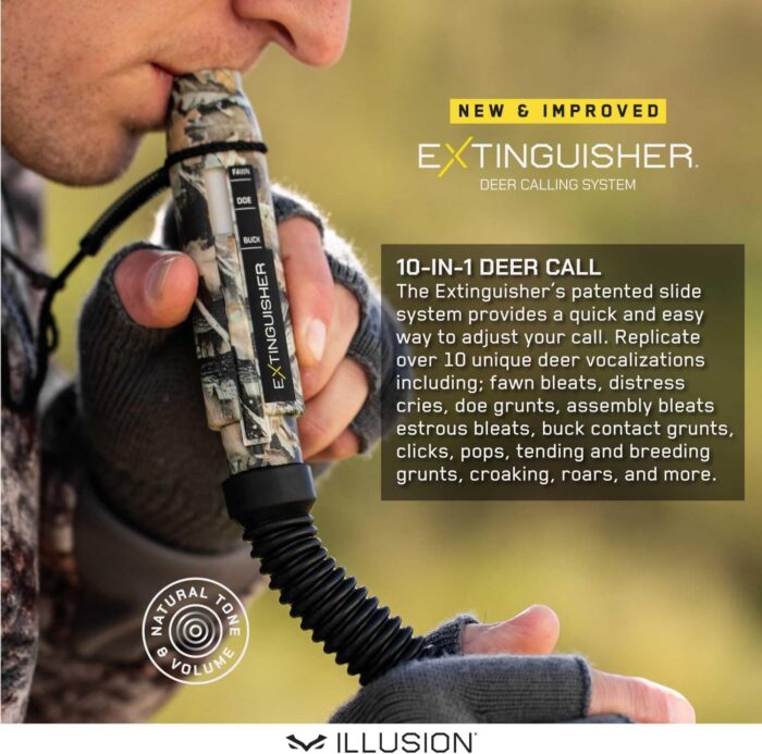 Extinguisher Deer Call by Illusion | Grunt Tube | Buck, Doe, Fawn | Adjustable 10-in-1 Call | Color (CAMO/Black) | Freeze Resistant - Image 4