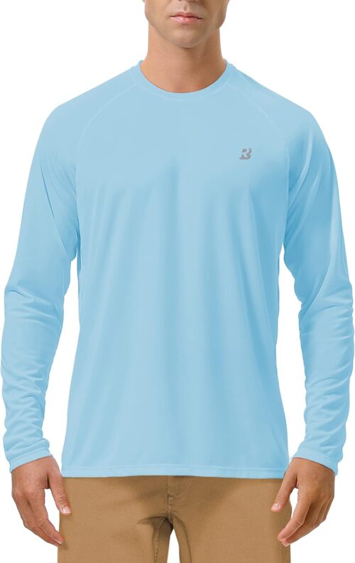 Roadbox Mens UPF 50+ UV Sun Protection Shirts Outdoor Long Sleeve SPF Rash Guard for Fishing Hiking Swimming Running