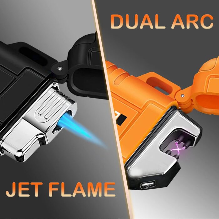 2 Pack Waterproof Lighter Outdoor Windproof Torch Lighters Dual Arc Butane Electric Lighters USB Rechargeable Lighters Flameless Plasma Lighter Camping Hiking Adventure Survival Tactical Gear - Image 2