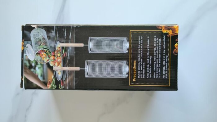 Rolling Grill Basket(2PCS), Removable Wooden Handle, 304 Stainless Steel, Nesting Grilling Net, BBQ Accessories Tool for Vegetable Shrimp, Outdoor Cooking Camping, Birthday Gifts for Men Dad Husband - Image 8