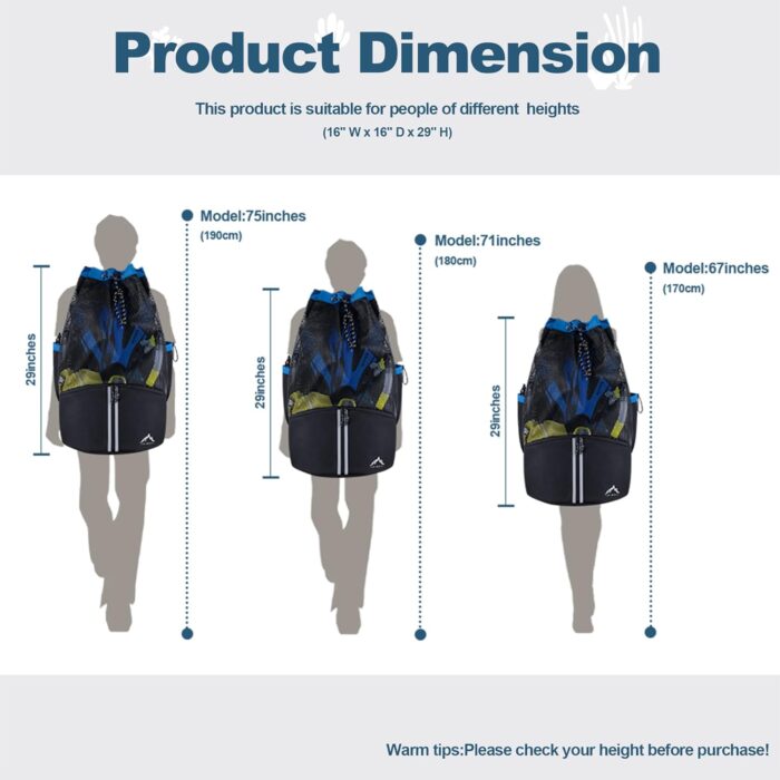 Scuba Diving Bag, XL Mesh Backpack for Scuba Diving and Snorkeling Gear & Equipment, Holds Mask, Fins, Snorkel - Image 3