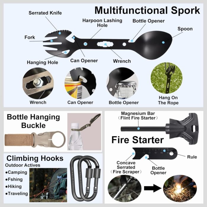 Gifts for Men Dad Husband Fathers Day, Survival Gear and Equipment kit 21 in 1, Professional Cool Gadgets Stuff Tactical Tool, Gift Ideas for Him Son Daughter Emergency Hunting Outdoors Camping Hiking - Image 6