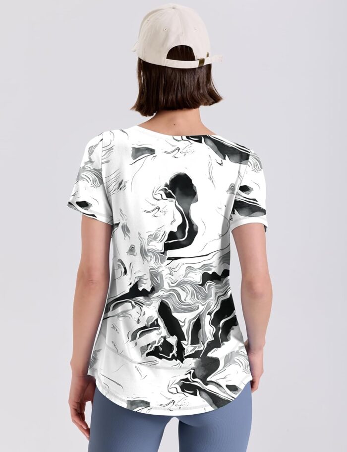Kistore Workout Tops for Women Short Sleeve Boat Neck Loose Fit Gym T-Shirt Athletic Casual Tee Shirts - Image 3