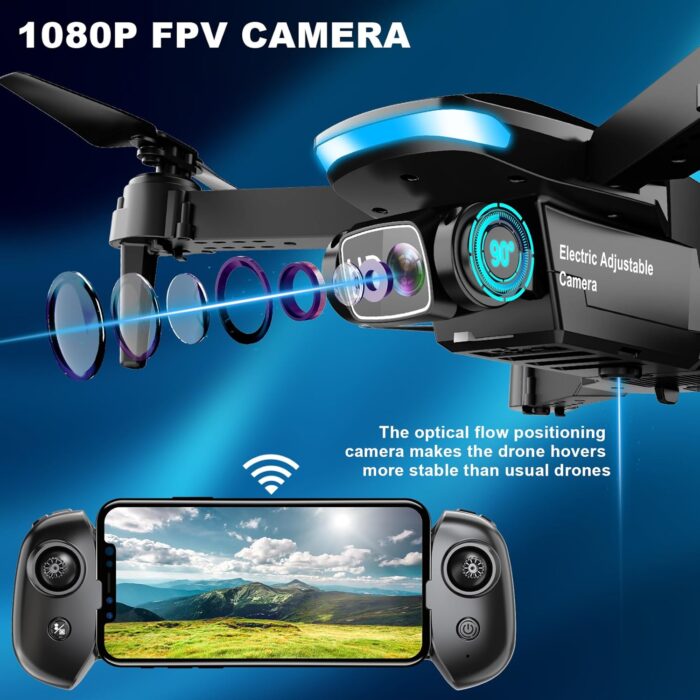 Drone with Camera - Drones for Adults, with 2 Batteries, Carrying Case, Propellers, 1080P HD Foldable Drone with Stable Hover, Trajectory Flight, Gravity Control, One Key Take Off/Land, 3D Flip - Image 3