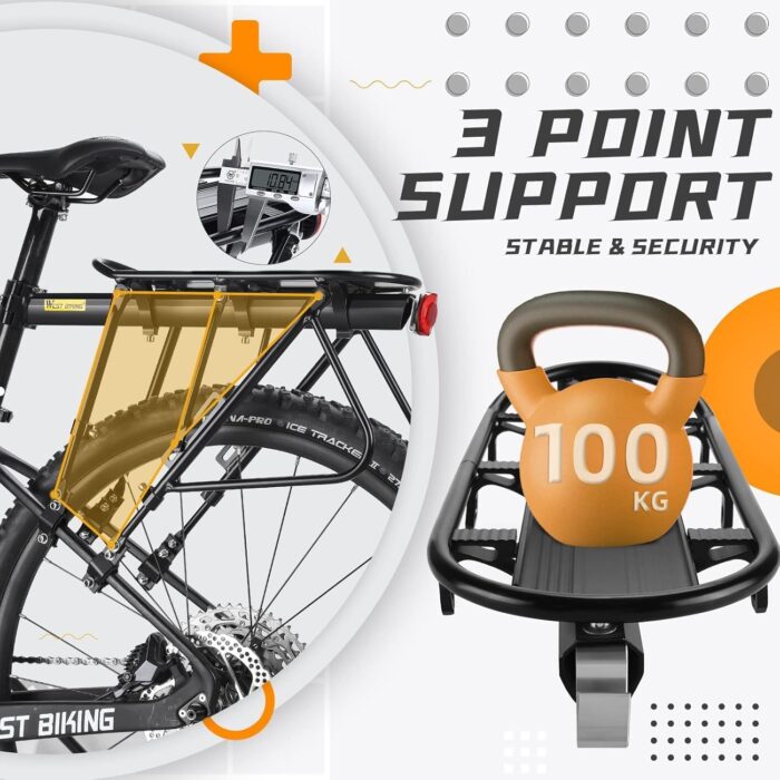 West Biking Bike Carrier Rack, 310 LB Capacity Solid Bearings Universal Adjustable Bicycle Luggage Cargo Rack,Cycling Equipment Stand Footstock - Image 2