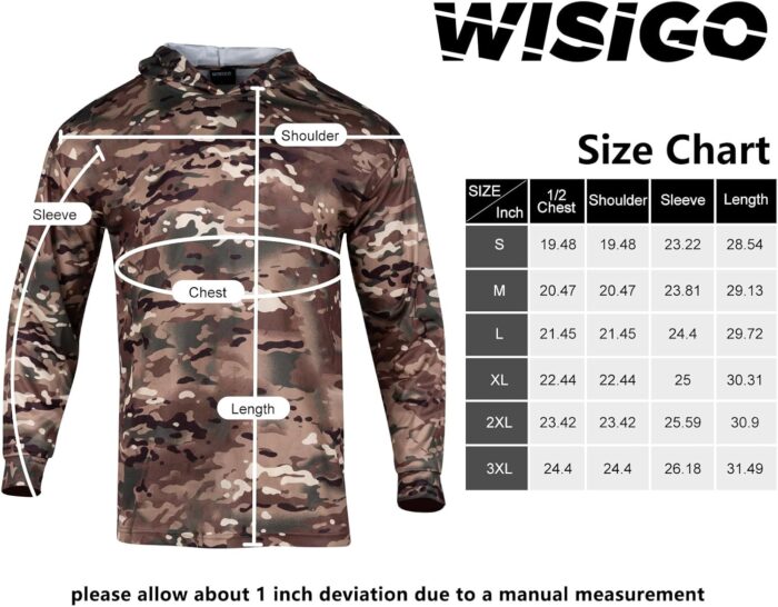 3pcs Men's Hunting Camo Shirts,Camouflage Long Sleeve Hooded Shirts for Men Lightweight Fishing Hiking Camping - Image 7