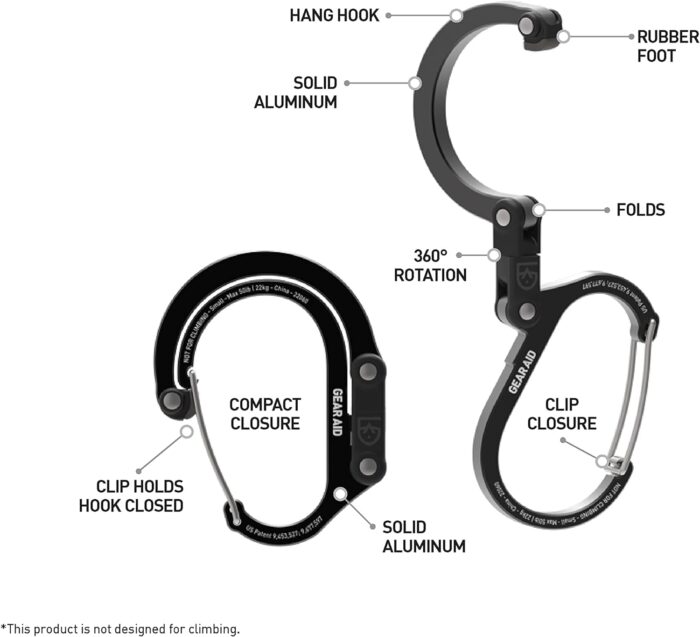 GEAR AID HEROCLIP (Small) Carabiner Gear Clip and Hook, for Hanging Bags, Purses, Lanterns, Strollers, Tools, Helmets, Water Bottles, and More - Image 5