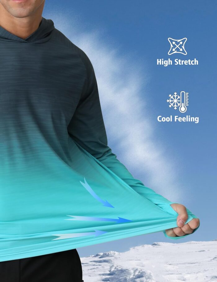 APTRO Men's UPF 50+ Sun Protection Long Sleeve Hoodie Shirts UV Outdoor Fishing Shirts SPF Rash Guard Shirts for Men - Image 4