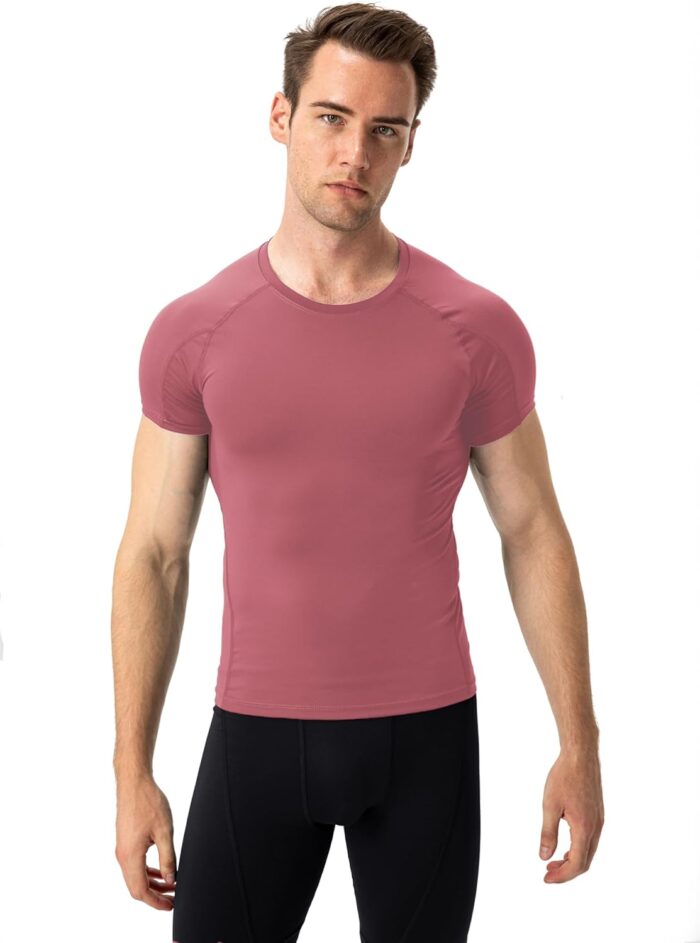 Men's Compression Shirts, Workout Tops Short Sleeve Athletic Base Layer T-Shirts Sports Gear Gym Shirt for Running - Image 2