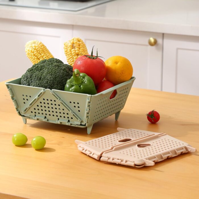 Collapsible Strainers and Colanders for Kitchen, Foldable Plastic Storage Drain Basket for Pasta, Fruit, Vegetables, Berry Space-Saving, BPA-Free, Dishwasher Safe (Green) - Image 6
