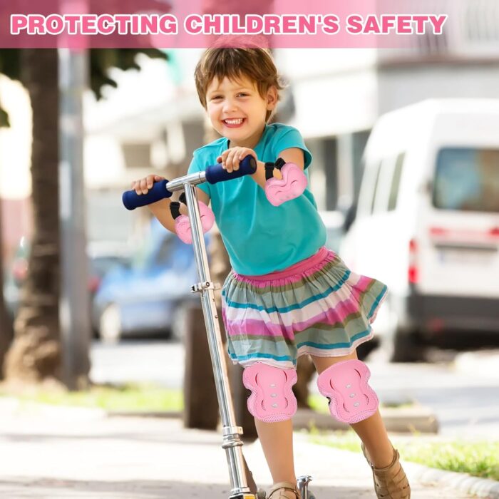 Kids Safety Protective Gear Set for Ages 3-12 Years, Adjustable Knee Pads, Elbow Pads, Wrist Guards for Boys Girls Youth Skateboard, Roller Skating, Scooter, Cycling - Image 6