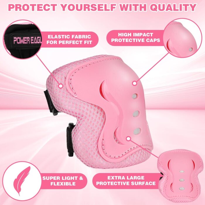 Kids Safety Protective Gear Set for Ages 3-12 Years, Adjustable Knee Pads, Elbow Pads, Wrist Guards for Boys Girls Youth Skateboard, Roller Skating, Scooter, Cycling - Image 2