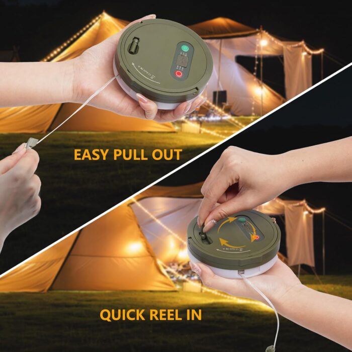 GHORA Camping String Light,32.8FT Rechargeable LED Lights with 8 Modes, Waterproof Portable Outdoor Tent Lights for Patio Garden Party Decor, Hanging Lanterns for Canopy Backyard Campground - Image 4