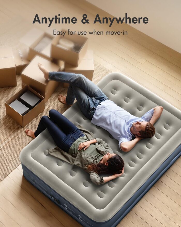 iDOO Queen Air Mattress with Built in Pump, 18 Raised Comfort Blow up Mattress, Upgraded Four Chamber Airbed, Inflatable Mattress for Guests and Home, colchon inflable, Air Bed, 650 lbs Max - Image 4